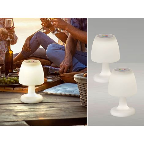 2er SET kleine Outdoor Akku Tischlampen 26cm ohne Kabel - dimmbar & RGB (1/5)