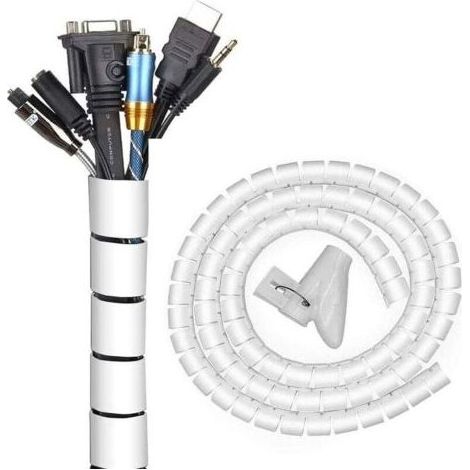 BRICOOMARKET Système de Gestion des Câbles, 22mm10M de Spirale Cache Cable Serre Câbles, Bricolage Protecteur de Câble Flexible pour Le Bureau à Domicile PC TV Organisateur de Fil (1/4)
