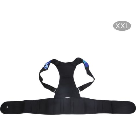 Sangle lombaire de maintien dorsal, correcteur de posture réglable homme femme, ceinture de soutien épaules et dos, motif camouflage bleu, taille XXL (1/5)