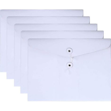 Pochette à documents nouée de style enveloppe pour format A4, en papier kraft résistant, non extensible, avec ouverture latérale, fermeture à pression et poche pour objets. (1/5)