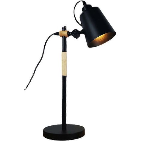Lampe de bureau pour étudiants, protection des yeux, lampe de bureau en bois, à brancher, variateur tricolore, lampe de chevet pour chambre étudiante (1/5)