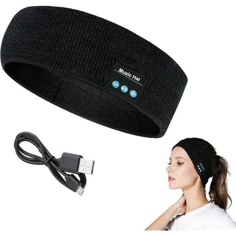 Bandeau de sport musical Bluetooth sans fil ultra-doux - Bandeau pour dormir sur le côté - Rechargeable et lavable - Équipé de haut-parleurs stéréo HD (1/3)