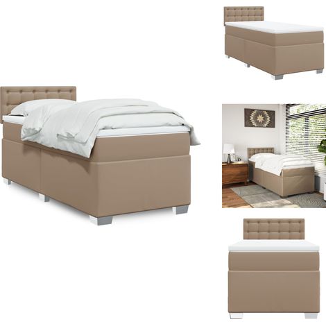 Boxspringbett Matratze Cappuccino-Braun 100x200cm Kunstleder - Boxspringbett - Doppelbett - Bettenrahmen - Kunstleder - Matratze (1/5)