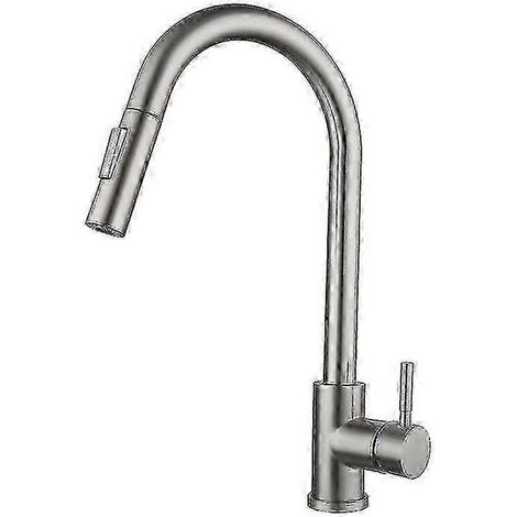 Robinet de cuisine avec capteur tactile, rotation à 360°, en acier inoxydable, finition argent brossé et design amovible.-AquaForge (1/5)