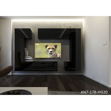 Ensemble meuble TV NEXT 7 AN7-17B-HG20-1B noir brillant 272 cm (1/2)