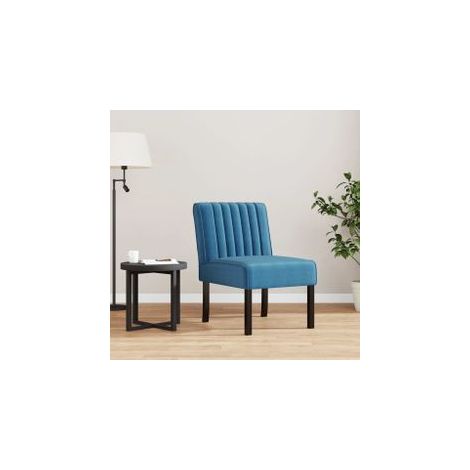 Fauteuil sans accoudoirs bleu velours (1/5)