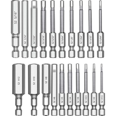 20 pièces embouts hexagonaux 2.3" long 1/4" diamètre aimantés (1/2)