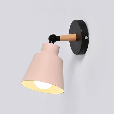 Applique murale en métal orientable, petite, rose, pour chambre, chevet, lampe murale E27, bureau, salle de bain. Ampoule non incluse. (1/3)