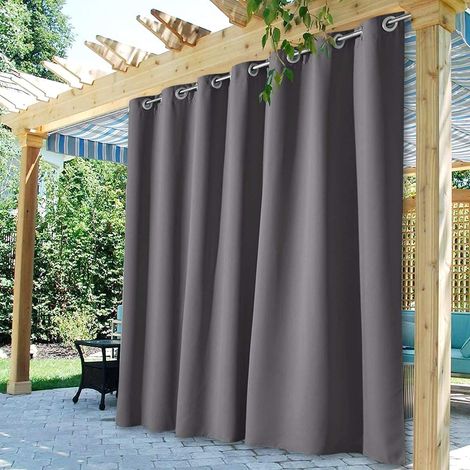 Rideaux d'extérieur Extra Larges – Rideaux de terrasse imperméables occultants Thermiques à œillets pour Porte coulissante Avant, 1 Panneau, Gris, Largeur 100 cm x Longueur 213,4 cm (1/5)
