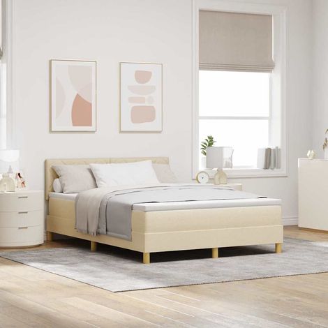Boxspringbett mit Kissen mit Kopfteil Creme 160 x 200 cm Stoff (1/5)