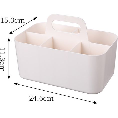 Panier de Rangement en Plastique, Boîte de Rangement avec 5 Fentes Blanc (1/4)