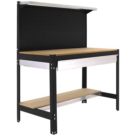 Simonrack Établi de travail en métal antracite bois robuste (1/4)