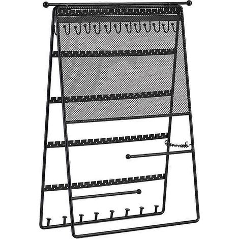 Présentoir à bijoux vertical pliable noir pour boucles d'oreilles, colliers et bagues. (1/5)