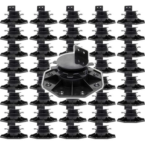 XPOtool Lot de 40x Plots de terrasse – Charge 2700 kg – Hauteur réglable 33-64 mm – en PP – Pieds de support pour Lames Dalles Lambourdes