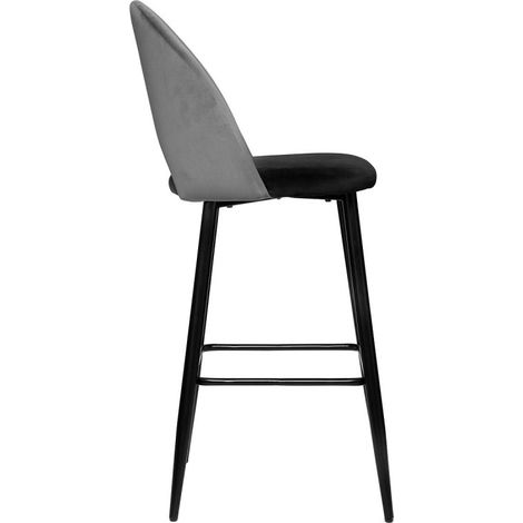 Tabouret bar déco velours "Kara" Atmosphera - Gris - Gris - (1/3)