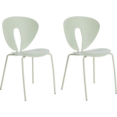 Conjunto de 2 sillas de apilables comedor moderno asiento de plástico sin reposabrazos verde Tracy (1/5)