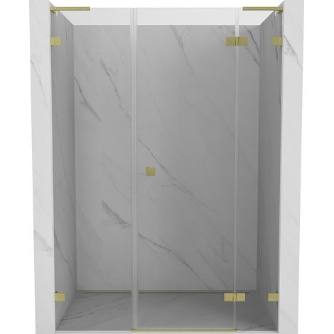 Mexen Lunar L porta doccia battente destra 140 cm, trasparente, oro spazzolato - 834SL-140-050-55-00-P (1/5)