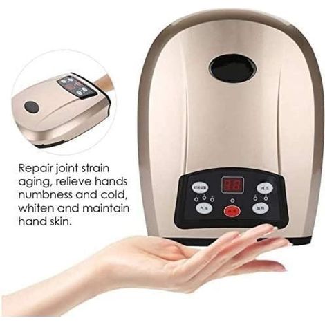 Appareil de massage chauffant électrique pour les mains,Massage par acupression avec compression d'air, sans fil et écran LCD. (1/5)