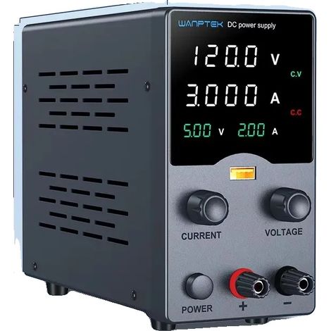 Fuente de alimentación de laboratorio, voltaje ajustable, salida USB con pantalla, 0-120V 0-3A, enchufe europeo de 220V. (1/2)