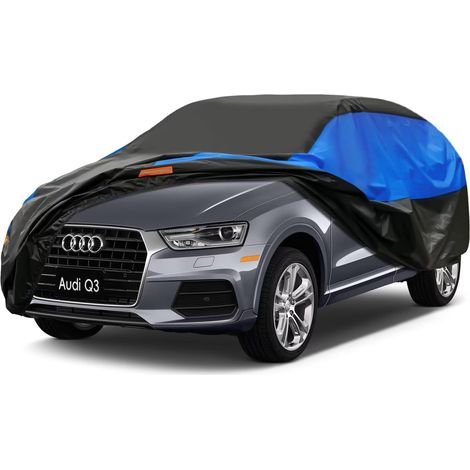 Bâche Voiture Exterieur Respirante, Compatible avec Audi Q3(2012-2024) Housse de Protection Voiture Extérieur, Toutes Saisons Peuvent Tout Gérer Contre Pluie Soleil Poussière.,Taille pour Audi Q3(2012 (1/5)