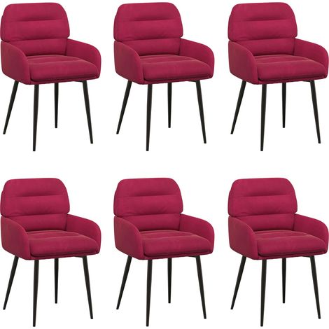 Chaises de salle à manger 6 pc Velours Bordeaux vidaXL (1/5)