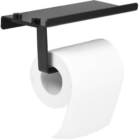 Porta rotolo di carta igienica da parete con ripiano, in alluminio, per bagno.
