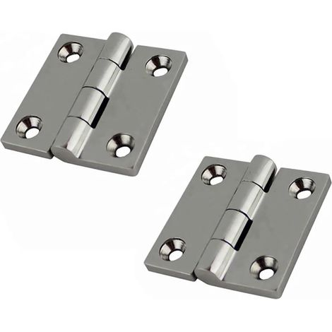 Charnières avec 4 Trous en Acier Inoxydable 316, 2 pièces, 38mm 50mm, Poli Miroir, charnières Robustes for matériel de Bateau Marin(38X38mm) (1/5)