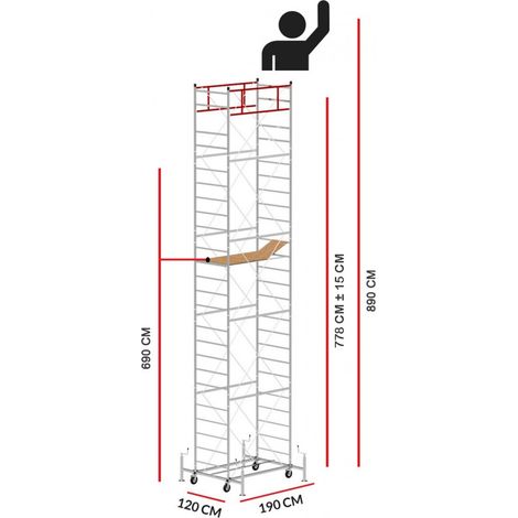 Echafaudage M5 LUX (Hauteur de travail 8,90 m)