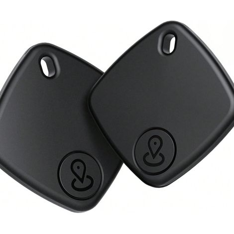 Air Tag Noir, pack de 2 traceurs Bluetooth compatibles avec Apple Find My, iOS seulement, chercheur de clés, localisateur d'objets, smart tag, anneau porte-clés, longe pour clés, bagages (1/4)