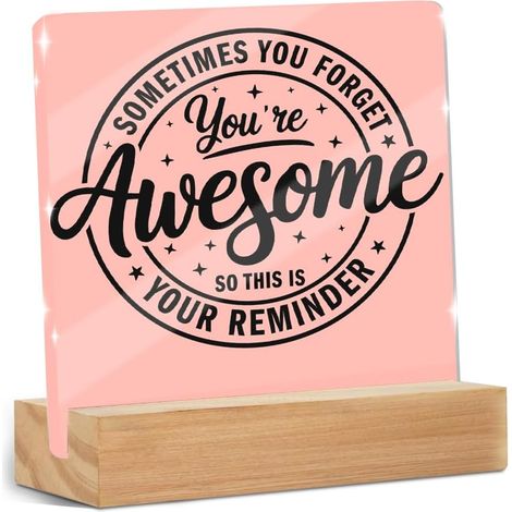 Panneau en acrylique avec citations inspiratrices et support en bois, cadeaux de remerciement pour bureau, panneaux de décoration pour table, box de bureau, étagère de bureau (1/5)