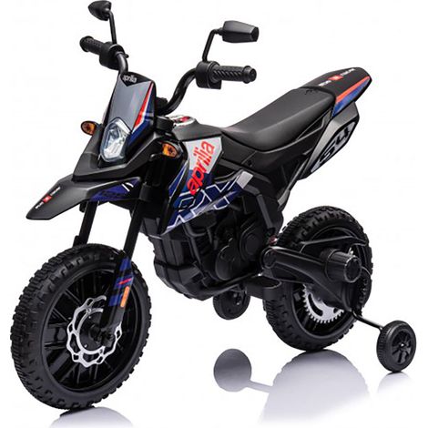 Moto Elettrica per Bambini Aprilia RX-125 Small 12V Cross Sedili In Pelle Luci Led Bluetooth Sospensioni a Molla Blu (1/5)