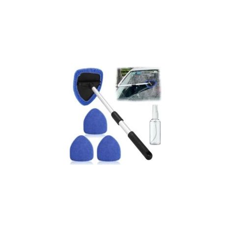 Houhence Nettoyant pour pare-brise avec poignée télescopique pivotante 180° 4 tampons en microfibre lavables Flacon pulvérisateur 60 ml-Crezuo (1/5)