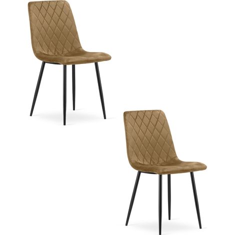Set di 2 sedie Turin in velluto marrone con gambe nere (1/5)