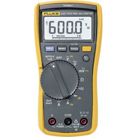 Fluke – Multimètre numérique 2583647 CAT III 600 V – Testeur de tension sans contact – Mesure 20 A – Grand rétro-éclairage blanc