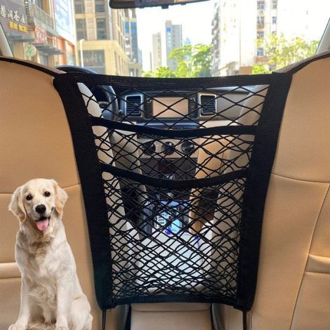 Clôture de voiture de filet pour animaux de compagnie, 3 couches, pour la séparation de chien de porte, sac de rangement de voiture (1/4)