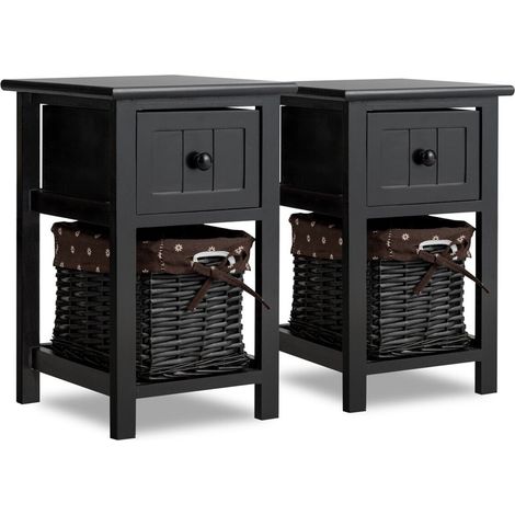 Set of 2 Chest of Drawers Side Table Beside Table Nightstand Removeable Baskets (1/5)