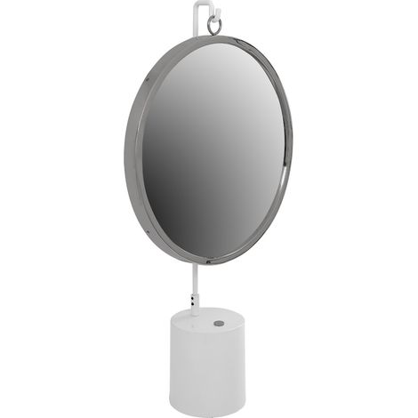 Specchio da tavolo Eleganca in metallo bianco e argento (1/4)