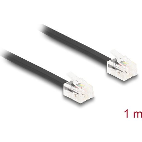 Delock Cable telefÃ³nico de RJ11 macho a RJ11 macho negro 1 m