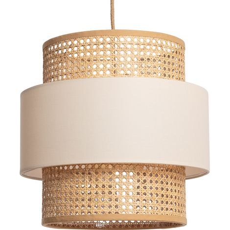 Pendelleuchte aus Rattan und Stoff Amaia Beige (1/5)
