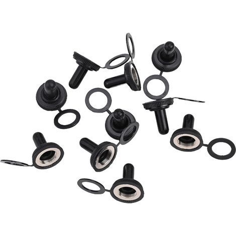 Lot de 10 capuchons en caoutchouc pour interrupteur à bascule de 12 mm - Étanche, hauteur 24 mm, pour interrupteurs à bascule à tige de 12 mm, noir, 220 V (1/5)