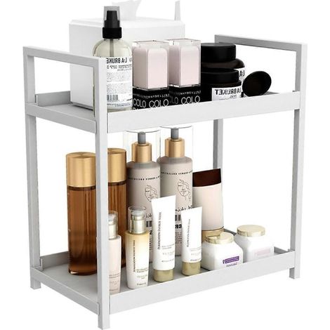 Étagère de rangement pour comptoir de salle de bain, étagère cosmétique, étagère à épices de cuisine, blanche (1/5)