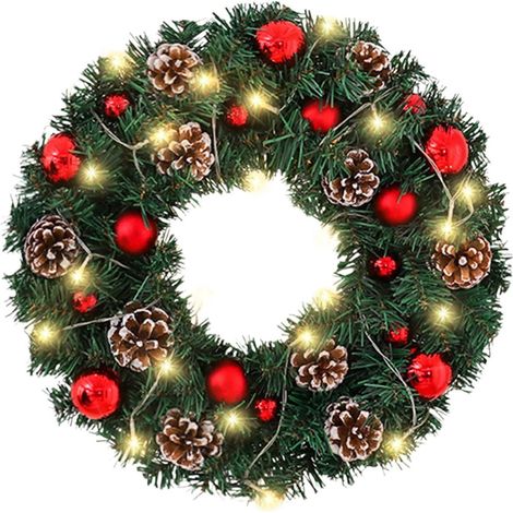 Guirlande De Noël - 40 Cm - 20 Ampoules Led Vertes - Fonctionne Sur Piles - Décoration Murale Pour Porte Ou Fenêtre - 1 Pièce (1/5)