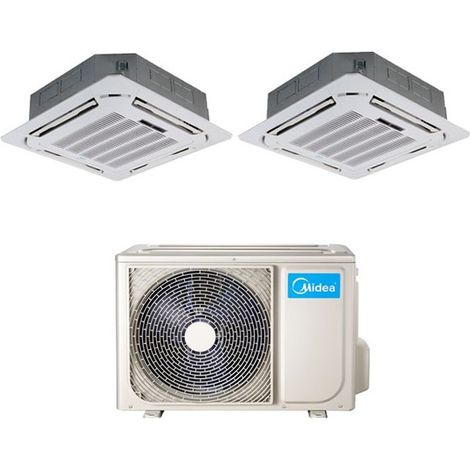 midea 4-way cassette dual split air conditioner r-32 9000+9000 with m20-18fn8-q - new 9+9
