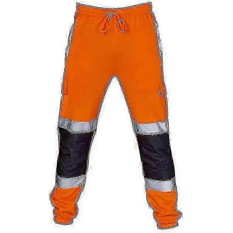 2XLOrangePantalon de travail de sécurité pour adultes, haute visibilité, taille élastique, pantalon de survêtement (1/3)