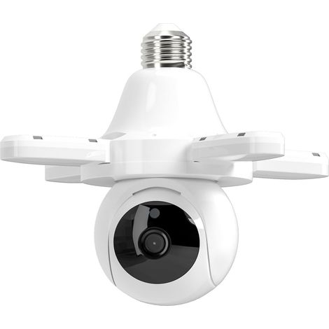 3MP Caméra Surveillance Ampoule,2.4GHz Caméra WiFi Intérieur/Extérieure,355° PTZ Caméras,Vision Nocturne,Audio Bidirectionnel,Détection Humaine,Suivi Intelligent,Sirène,pour Douilles E26/E27 (1/5)