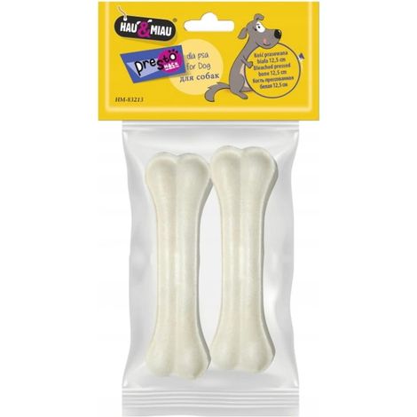 Golosina masticable para perros con forma de hueso prensado Woof&Miau, 12,5 cm, 2 unidades.