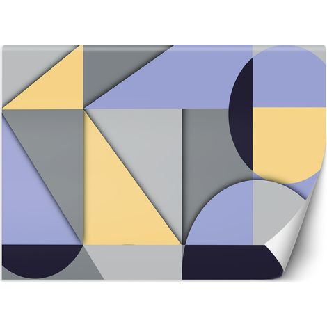 Fototapete Geometrische Abstraktionsformen Gelb Grau Lila 100x70 cm
