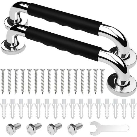 2er-Set Haltegriffe – Rutschfester Edelstahl für Bad und Dusche – Sicherheit für Senioren und Kinder – Schwarz – 30 cm (1/5)