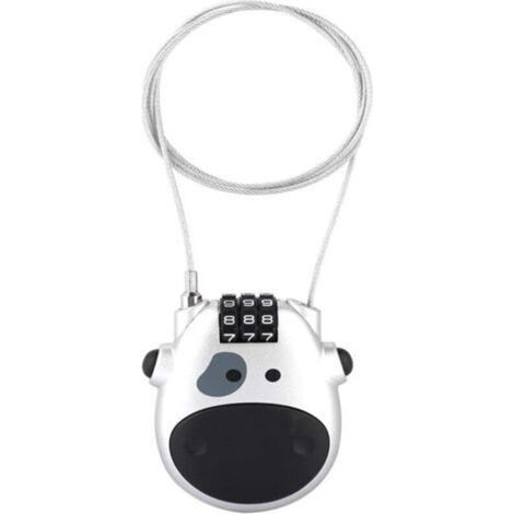 Bicycle combination lock, compact cable lock, 3-digit combination lock, retractable cable lock, scooter lock, universal silver combination lock (1/3)