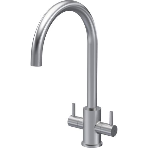 Nuie Lachen Mono Kitchen Sink Mixer Tap Dual Lever Handle - Brushed Nickel (1/2)